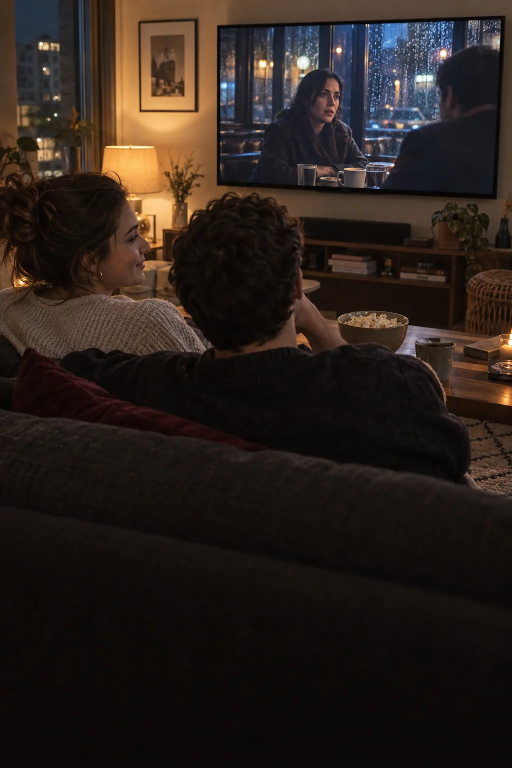 IPTV Quebec : deux adultes regardant une série dans leur salon