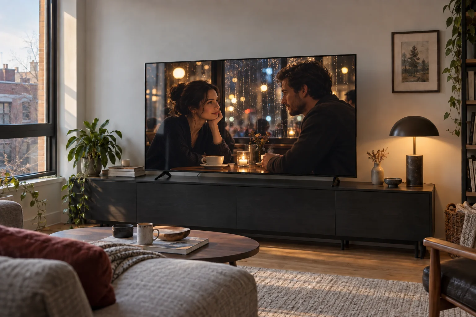 IPTV Quebec sur un téléviseur dans un salon contemporain